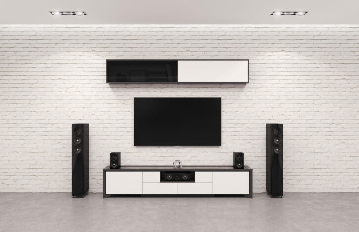 Modern Home Cinema System. 3d Illustration.